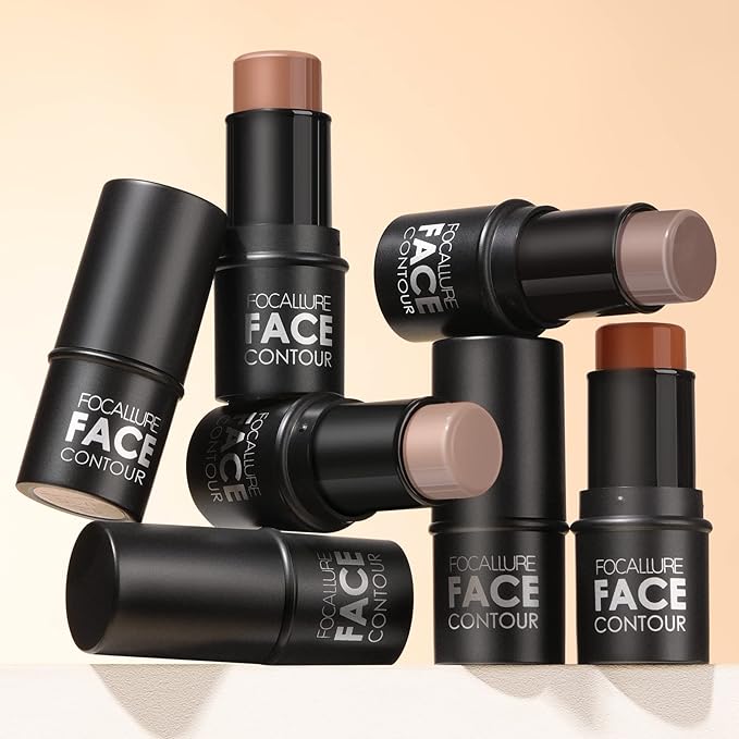 FOCALLURE Cream Contour Stick, Matte Bronzer Stick, Professional Face Shaping & Contouring Stick Makeup, Easy to Apply with Buildable Coverage, Long Lasting & Sweatproof, HAZEL WOOD