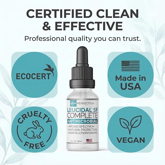 Skin Perfection Leucidal SF Complete - DIY Leucidal Liquid SF Natural Alternative Preservative for Lotion Making - Leucidal Liquid Complete with Lactobacillus & Coconut for Complete Protection 1oz