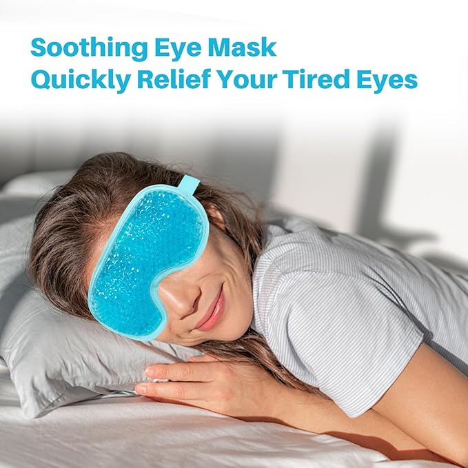 Permotary 2 Pack Gel Ice Eye Mask Cold Therapy Cooling Eye Mask for Relaxtion,Puffy Eyes Relief Reusable Cold & Warm Compress for Puffiness,Dry Eyes,Headaches,Migraines,Stress Relief,Post Surgery