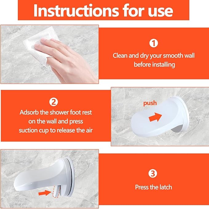 Shower Step - Shower Foot Rest for Shaving Legs, No-Hole Design, Strong Suction Cup, Non-Slip Bathroom Foot Pedal for Inside Shower Shaving Legs (1Pc