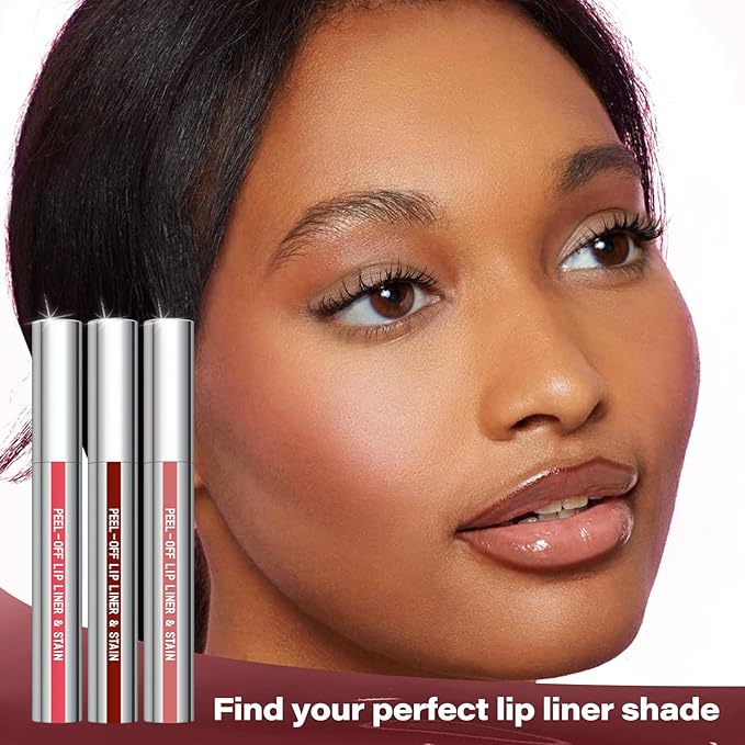 Cilrofelr Peel Off Lip Liner Stain, Long Wear Tattoo Lip Liner with Tweezer, Peel Off Lip Stain with Matte Finish, Long Lasting, Waterproof, Transfer-proof, Highly Pigmented Color (N-Nude Pink)