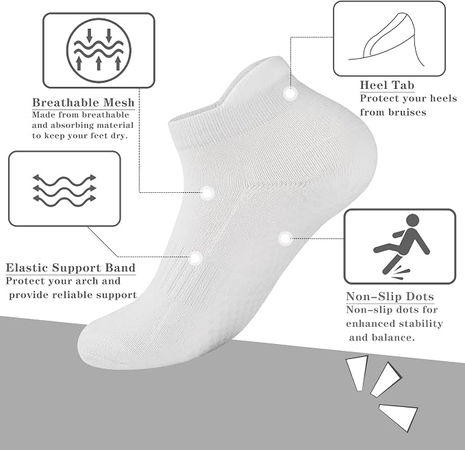 loudashuaiqi Grip Pilates Socks Non Slip Athletic Yoga Socks with Grips for Women Grippy socks for Hospital Workout Barre