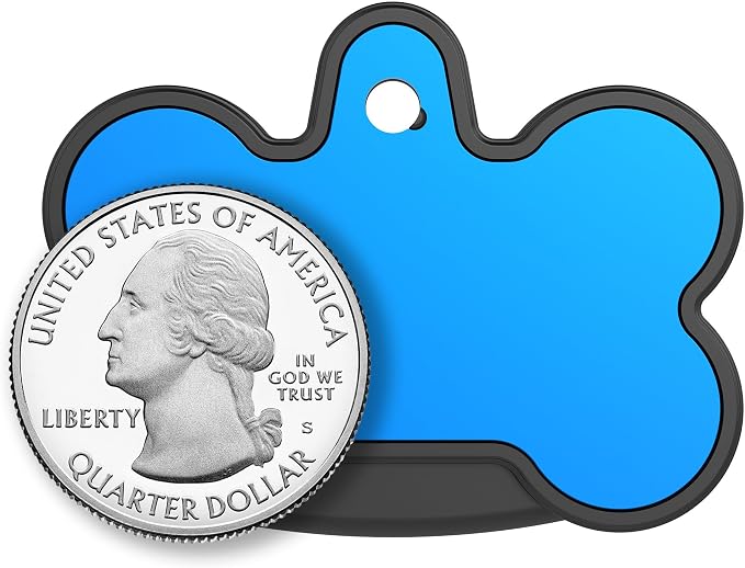 YIP Smart Tag ID & Custom Engraved Dogs Tracker - Compatible with Samsung Galaxy (No GPS Subscription Or Monthly Fee) Pets Collar Location Bone Blue