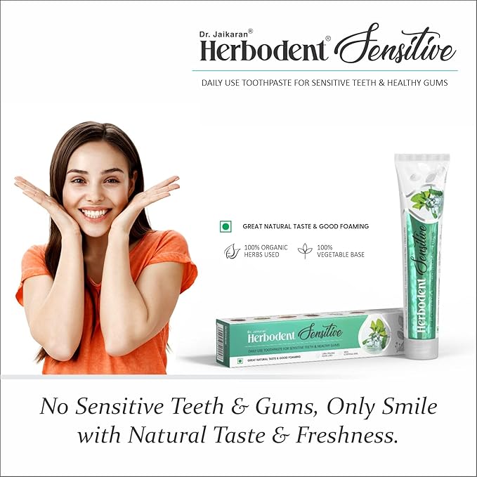 Herbodent® Sensitive Toothpaste - 6.53 Oz Pack of 1 | Enamel Repair & Cavity Protection, Fluoride Free, Sensitive Care with Natural Mouthwash & Gum Strengthening Herbs - Clove, Tomar, Long Pepper...