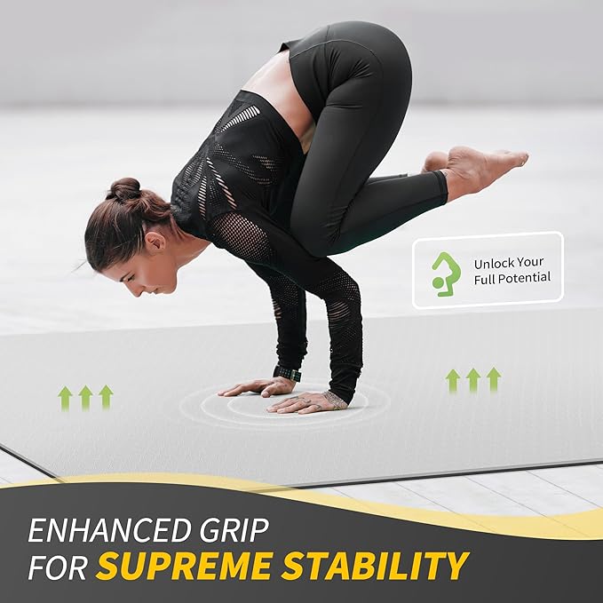 CAMBIVO Yoga Mat 72" x 48" Large Workout Mat for Home Gym Flooring | 6mm-12mm (0.24"-0.48") Extra Thick Exercise Mat for Apartment Fitness | High-Density TPE Cushioning for Joint Protection