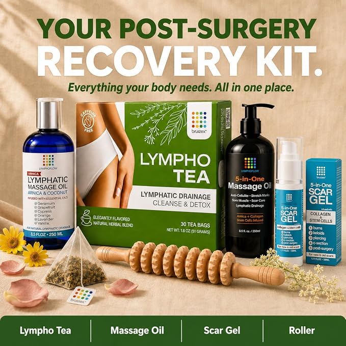 Bruizex Lymphatic Cleanse & Detox Herbal Tea- Lymphatic Drainage & Bloating Relief | Water Retention | Ginger Blend for Post Surgery Recovery | Liposuction, Tummy Tuck, Lipedema & Lymphedema- 30-Pack