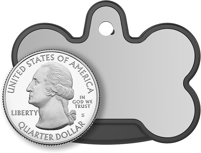 YIP Smart Tag ID & Custom Engraved Dogs Tracker - Compatible with Samsung Galaxy (No GPS Subscription Or Monthly Fee) Pets Collar Location Bone Silver