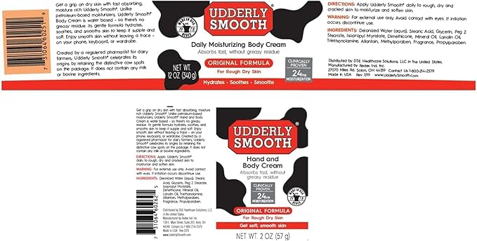 Udderly Smooth Hand (2 Oz) & Body Cream (12 Oz) Bundle, Daily Moisturizer to Restore Dry or Irritated Skin, Dermatologist Tested, 3 Items Total