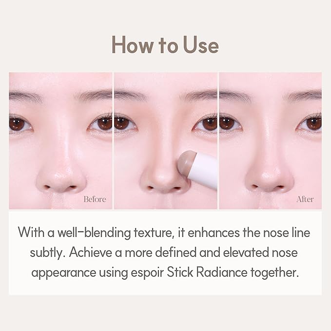 Espoir Be Glow Shading Stick Contour #1 Neutral Gray│Creamy Solid Texture & Smooth Gliding on Face with Hyaluronic Peptide, Well-Blending and Seamless Contouring for Daily Makeup, Natural Color