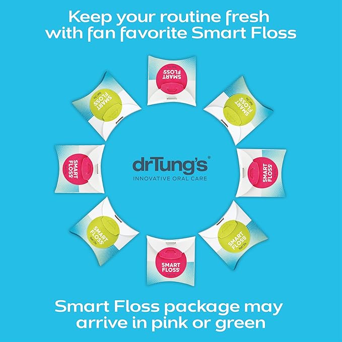 DrTung's Smart Floss - Natural Floss, PTFE & PFAS Free Floss, Gentle on Gums, Expands & Stretches, BPA Free - Natural Dental Floss Cardamom Flavor (Pack of 11)
