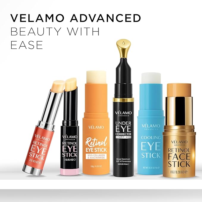 VELAMO ADVANCED Luminous Eye Corrector SPF 41(Shade: Medium) & Upgraded Retinol Under Eye Balm with Collagen Duo: for Dark Circles, Fine Lines & Puffiness - Hydrating Anti Aging Under Eye Cream