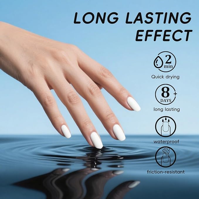 White Nail Polish Matte, Nail Polish White French Quick Dry, No UV Lamp Needed, Streak Free, Long- Last Fingernail Polish for Nail Manicure Salon DIY Nail Art, 0.35 Fl Oz