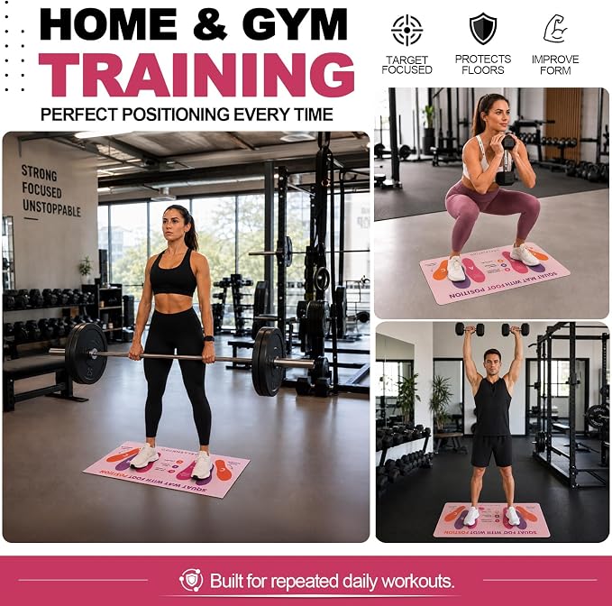 Squat Mat with Foot Position,Non-Slip Workout Mat for Squats & Leg Exercises, Improves Muscle Activation & Knee Support, Home Gym Fitness Mat,30 * 13.8"inch Squat Pad
