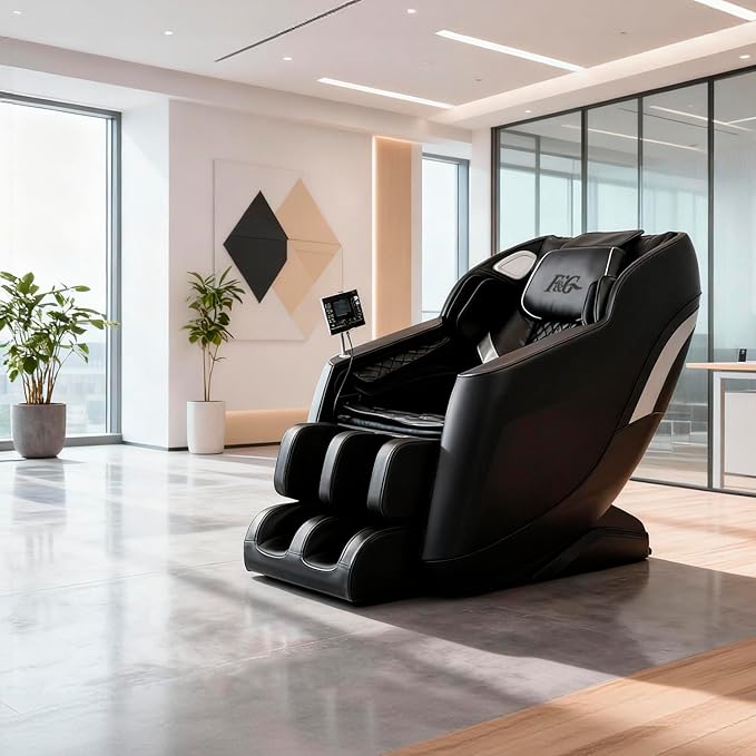 F&G Full Body Massage Chair with 8-Point Fixed Nodes,Zero Gravity Chair, Waist and Leg Heating,Bluetooth Music,LED Remote Control,Automatic Program,Adjustable Calves