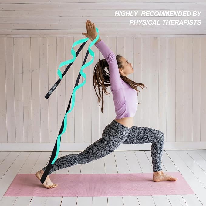 A AZURELIFE Premium Durable Stretch Straps with Loops, Stretching Strap for Physical Therapy, Multi-Loop Yoga Strap Fitness Exercise Strap for Yoga, Pilates, Dance, Flexibility&Exercise