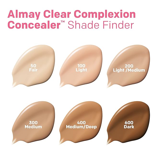 Almay Clear Complexion Acne & Blemish Spot Treatment Concealer Makeup with Salicylic Acid- Lightweight, Full Coverage, Hypoallergenic, Fragrance-Free, for Sensitive Skin, 600 Dark, 0.3 fl oz.