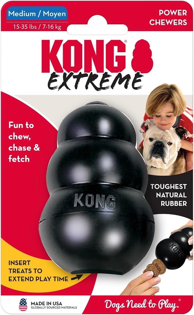 KONG Extreme Dog Toy, Durable Natural Rubber Chew, for Medium Dogs