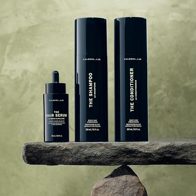 Caldera + Lab Hair Care System for Men – Shampoo, Conditioner & Leave-In Scalp Serum | Clean, Sulfate-Free Set | Fuller-Looking, Stronger Hair | Gift-Ready