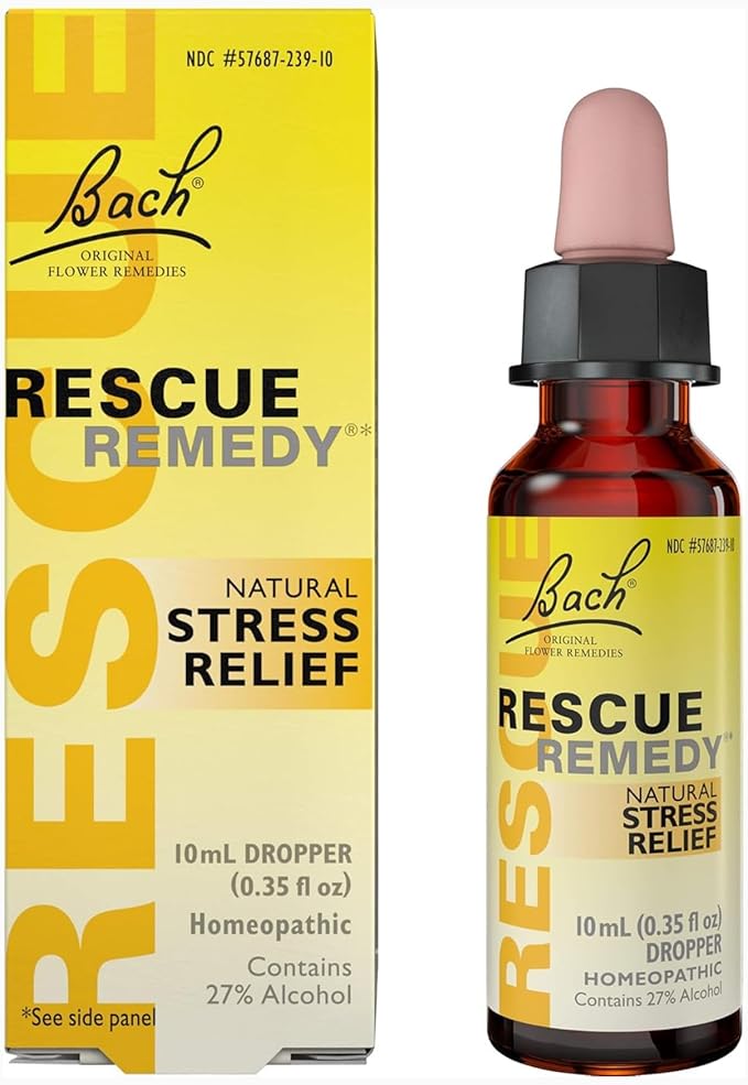 Bach RESCUE REMEDY Dropper 10mL, Natural Stress Relief, Homeopathic Flower Essence, Vegan, Gluten & Sugar-Free, Non-Habit Forming