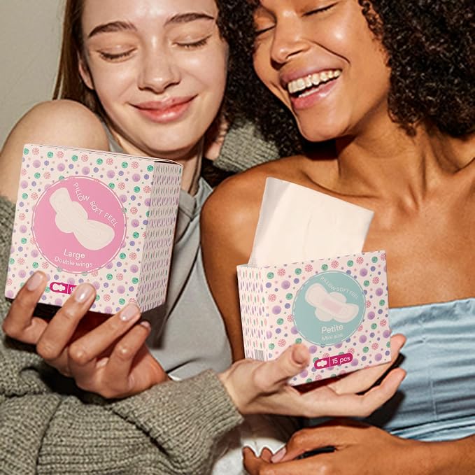 PurComfy Teens Period Pads with Wings for Tweens, Organic Cotton Sanitary Pads for Teen Girls 9-14, Teen Regular, 18 CT