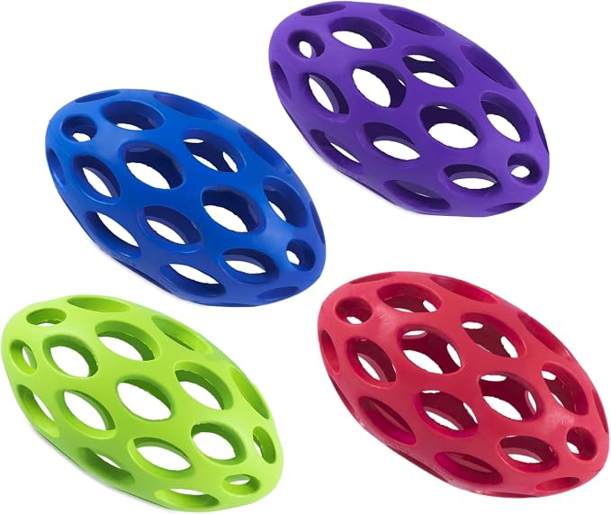 JW Pet HOL-ee Football Dog Toy Puzzle Ball, Natural Rubber, Small