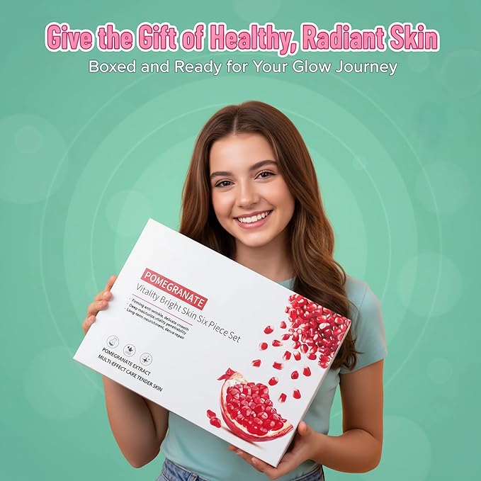 Fruit Skin Care Set for Teens – Pomegranate Daily Routine for Smooth Skin, Oil Control, Hydration & Glow – Perfect Skincare Gift for Girls and Women, All Skin Types