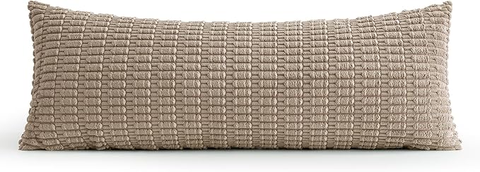 MIULEE Lumbar Corduroy Throw Pillow Cover for Bed 14x36 Light Brown | Pack of 1 Soft Long Decorative Cushion Cover Boho Farmhouse Accent Pillowcase Sofa Couch Livingroom Home Decor