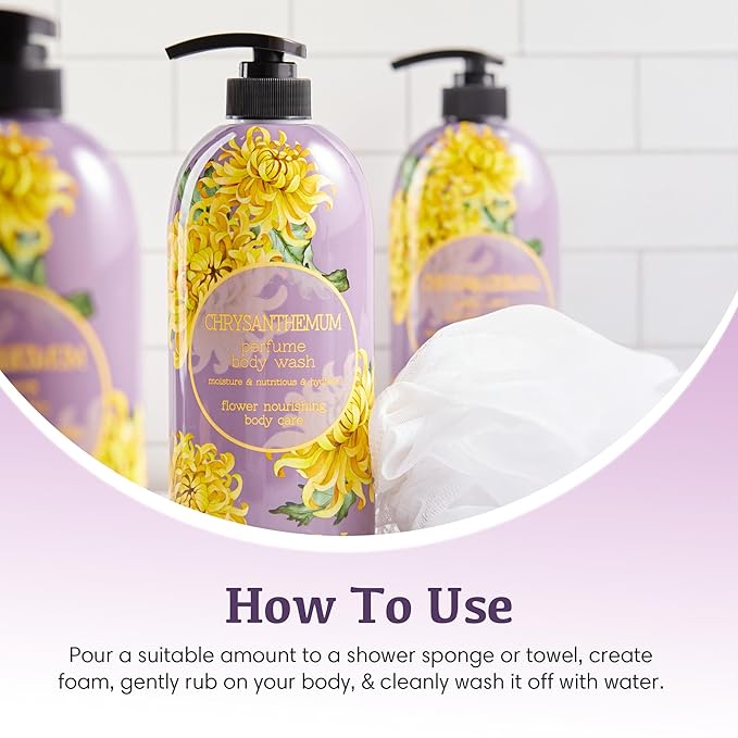 Jigott - Chrysanthemum Perfume Body Wash 25.3 FL OZ/ 750ml, Korean Beauty Cleansing Shower Gel
