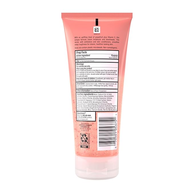 Neutrogena Oil-Free Acne Face Wash Pink Grapefruit Foaming Scrub - Facial Cleanser with Salicylic Acid for Clear Skin, Exfoliating Acne Treatment for Oily Face, 6.7 fl. oz., 3-Pack