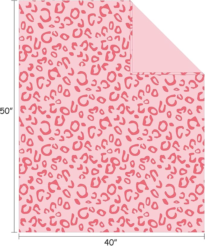 Flannel Fleece Leopard Print Throw Blanket Super Soft Lightweight Fluffy Throw for Couch, 40"X50",Pink