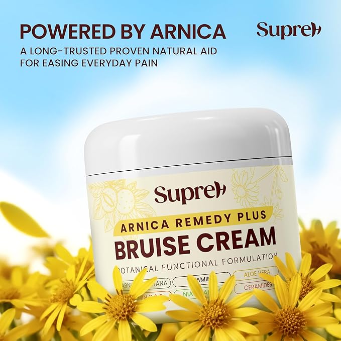 SupreH Arnica Bruise Cream Extra Strength: Vitamin K C & E for Bruising, Swelling and Niacinamide Ceramide for Discoloration & Thin Skin
