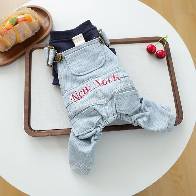 Dog Stylish Overalls Comfortable One Piece Puppy Outfits Summer Bib Overalls for Small Dogs Cute Pet Jumpsuit Onesie Chihuahua Yorkies Birthday Holiday Clothes Costume