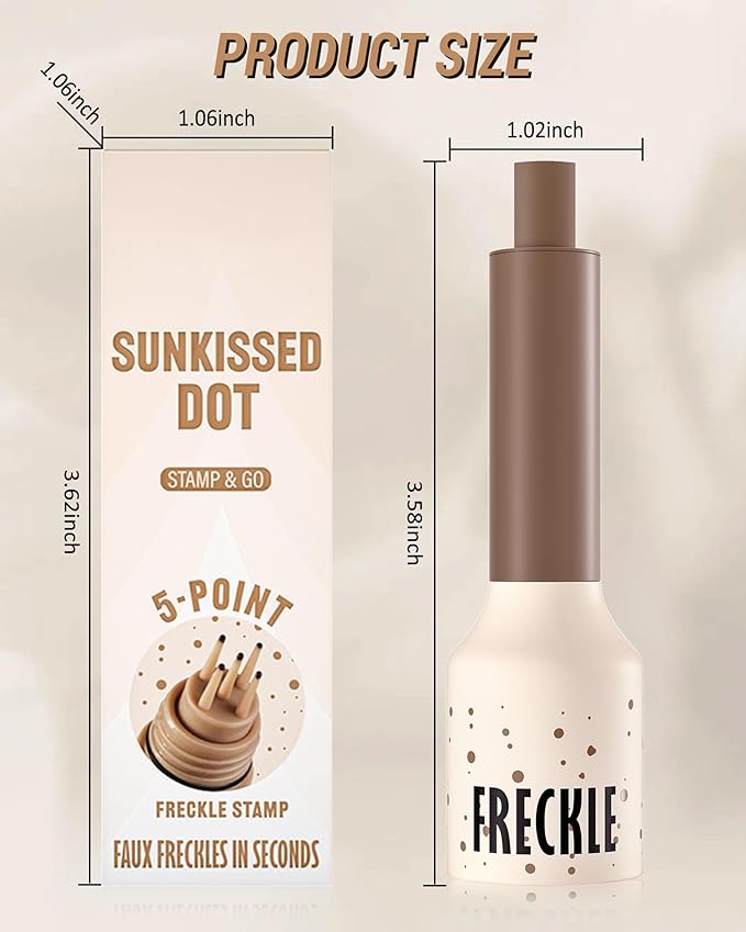 Freckle Stamp Cushion, Vivid Natural Faux Freckles Pen, Long Lasting Waterproof Quick Dry Lifelike Fake Freckle Stamp Pencil, Get Sun-kissed Stars Makeup in One Press, Makeup Gift for Women Girl-02