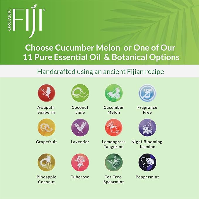 "Coco Fiji Soap Bar for Face and Body Infused With Organic Coconut Oil, Cucumber Melon, Essential Oil, Natural Soap for Moisturizing & Pore Purifying Skin, 7 oz, Pack Of 3 "