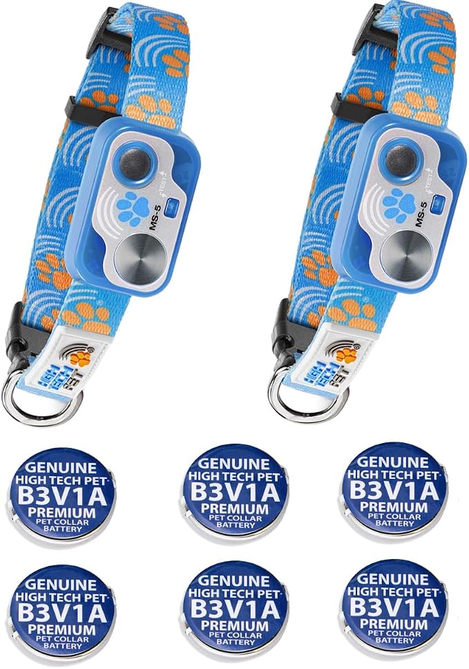 Genuine MS-5® Automatic Smart Pet Door Collar 2-Pack, Tested & Certified by High Tech Pet with 6 Free Preimum Batteries (Paw)