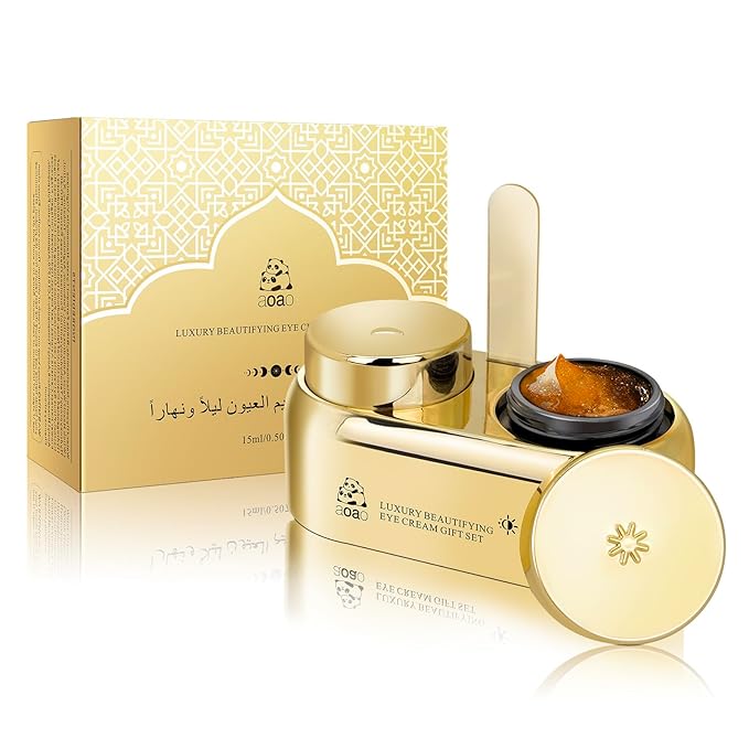 AOAO Dual Eye Cream with Niacinamide for Puffy Eyes and Dark Circles, Luxe Day & Night Firming Eye Cream for Wrinkles Age-Defying, Valentine‘s Revival & Birthday Under Eye Cream Gift for Women, 0.5oz