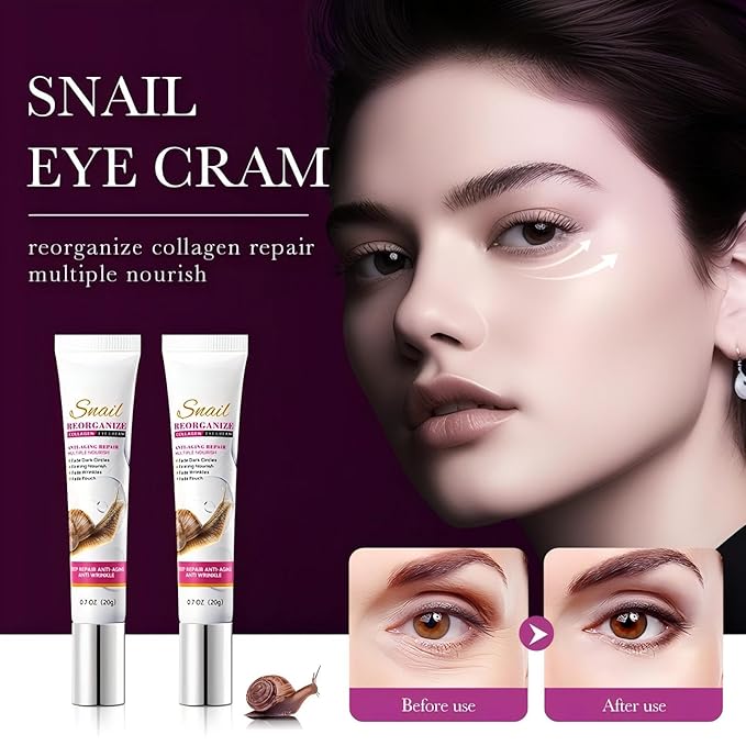 Eye Cream for Dark Circles and Puffiness - Anti Aging Eye Cream for Wrinkles and Fine Lines, Hydrating Under Eye Cream with Snail Secretion Filtrate & Hydrolyzed Collagen, 0.7oz
