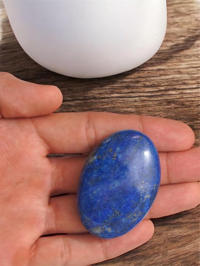 Lapis Lazuli Crystals Gemstone Polished Palm Stone Healing Crystals Thick Natural Reiki Worry Stone Energy Balancing Anxiety Stress Relief Meditation 1 Pc