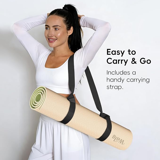WEILA Extra Thick 10mm Yoga Mat - Non-Slip TPE Fitness Mat for Yoga, Pilates & Workout, 76"x28" Large Dual-Color with Carry Strap for Travel, Gym, Home