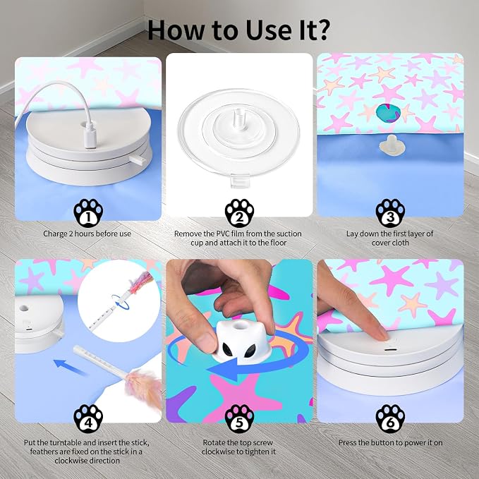 Interactive Cat Toys for Indoor Cats with Moving Concealed Feathers