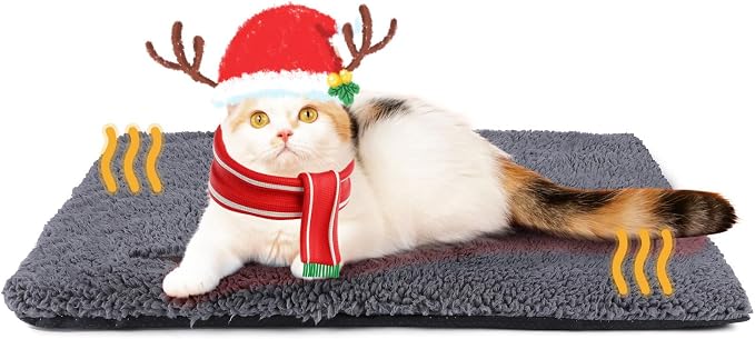 Mora Pets Self Warming Cat Bed Self Heating Cat Dog Mat Pet Pad Extra Warm | Self Heated Cat Bed for Indoor Outdoor Pet House, Removable Washable Cover, Non Slip Bottom, Crinkle-Free, No Plug, 24 x 18