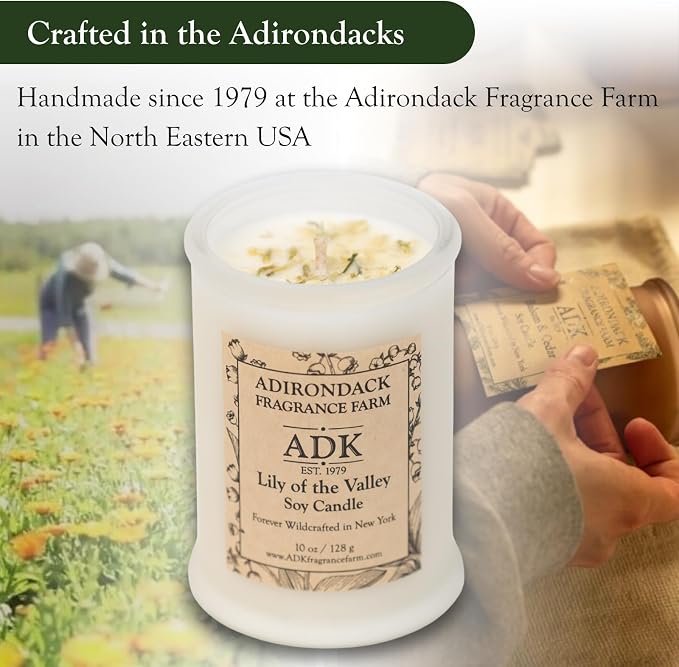 Adirondack Fragrance & Flavor Farm Lily of The Valley Scented Candle 10 Oz | Proudly Poured in The USA, Natural Aromatherapy Wax for Relaxation, Home Décor, Kitchen, Gift and Living Spaces