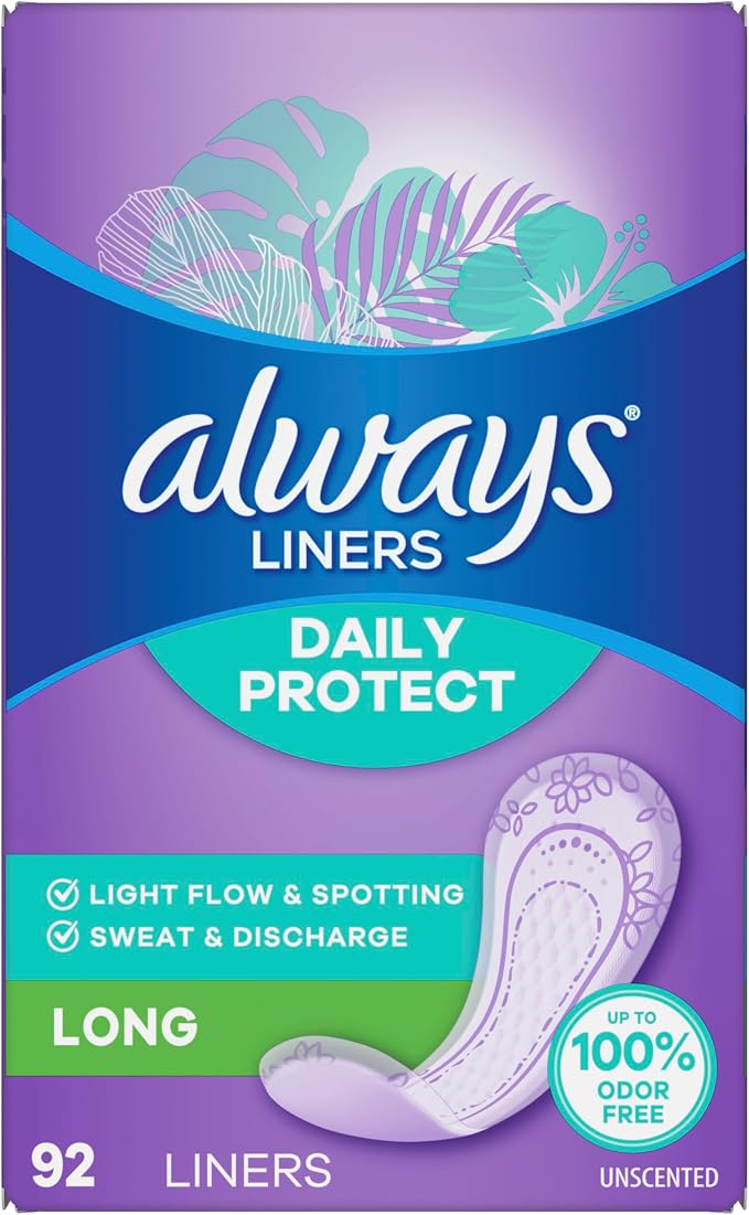 Always Panty Liners for Women Daily Protect Liners, Long Length, 92 Count