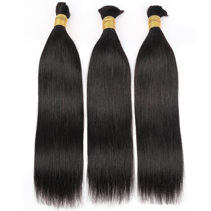 Human Braiding Hair for Boho Braids 20inch Straight Bulk Human Hair Extensions for Braiding No Weft Brazilian Virgin Human Hair for Black Woman Straight 1 Bundle 100g Natural Black