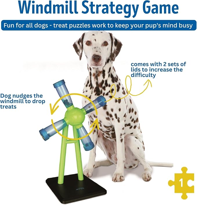 TRIXIE Windmill Strategy Game, Beginner Dog Puzzle Toy, Level 1 Activity, Treat Puzzle, Interactive Play, Dog Enrichment