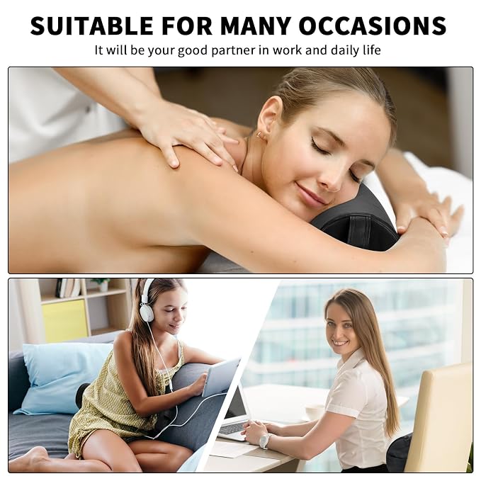 Ripeng Half Round Massage Table Bolster Pillow Pad with Strap Handle, Semi-Round Bolster Pillow, 6"W x 3"H x 21"L Bolsters Support Pad for Massage Yoga Spa Neck Under Knee Ankles Pain Relief(4 Pcs)
