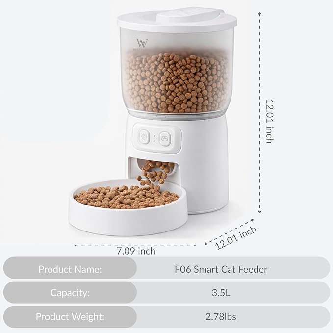 Automatic Pet Feeder with App Control for Cats&Dogs | Dual Power Supply, 5G/2.4G WiFi, Desiccant Bag, Large Capacity, Precision Injection-Molded Construction