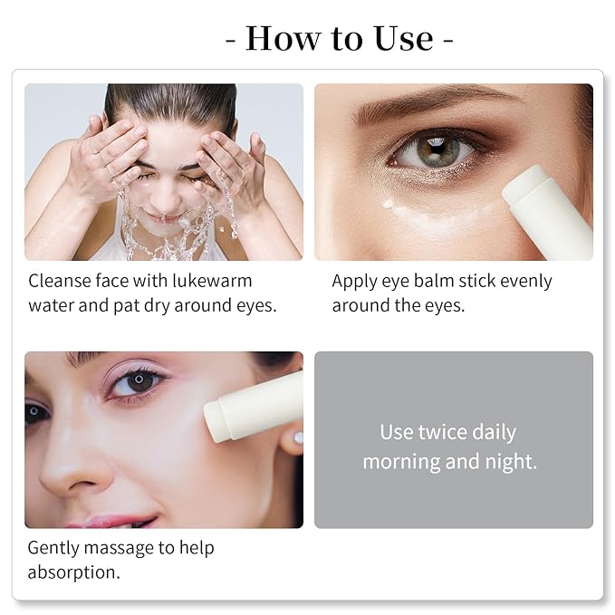 Eye Cream Stick for Dark Circles & Wrinkles – Korean Under Eye Balm Treatment with Avocado & Almond Oil, Firming & Hydrating, Puffiness & Fine Line Care, Travel-Friendly