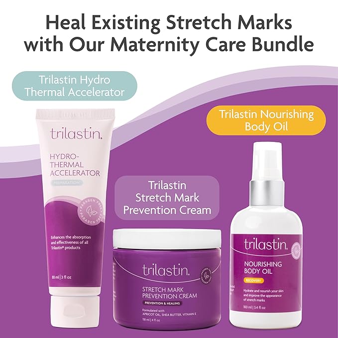 TriLASTIN Hydro-Thermal Accelerator - Moisturizer (3oz / 88ml) | Vitamin-Infused Skin Serum | Pregnancy and Postpartum Skin Care for Stretch Mark Prevention | Hypoallergenic and Paraben-Free Formula