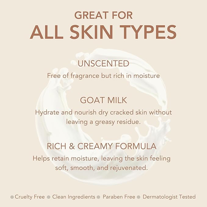 Dionis Goat Milk Unscented Hand & Body Cream and Body Lotion Bundle (Pack of 2)